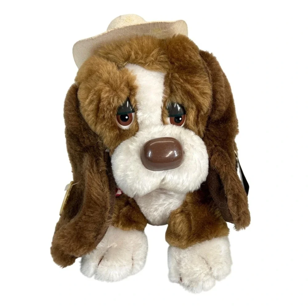 Russ Cowboy Baxter Puppy Dog‎ Plush Basset Hound Brown White Hat